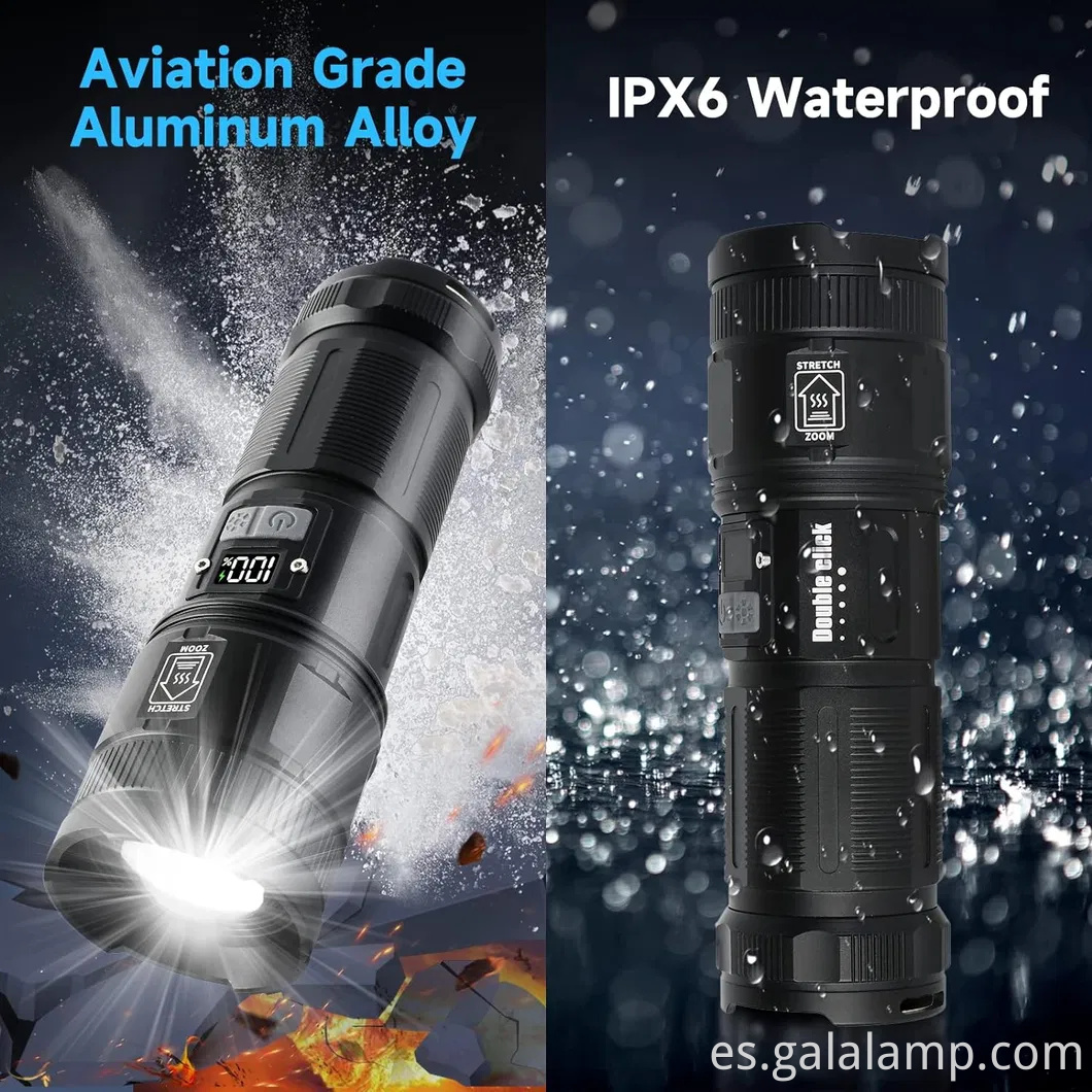 Potente linterna LED con rayo láser blanco para uso al aire libre